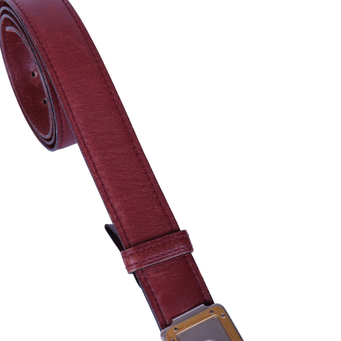 Must Riem Bordeaux Leer - Two-Tone Plaque Gesp