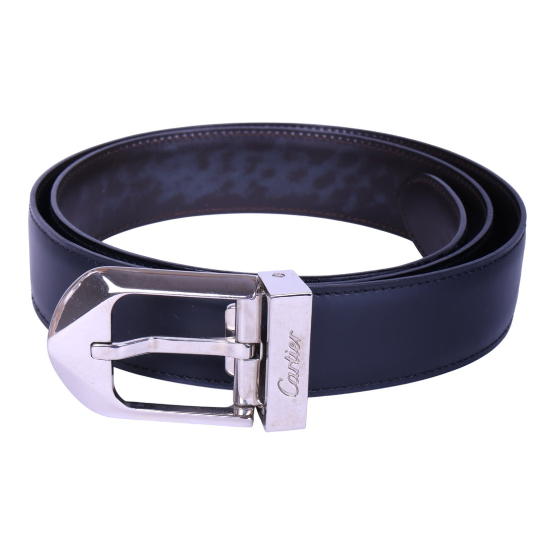 Reversible Leren Riem Zwart/Bruin - Zilverkleurige Gesp