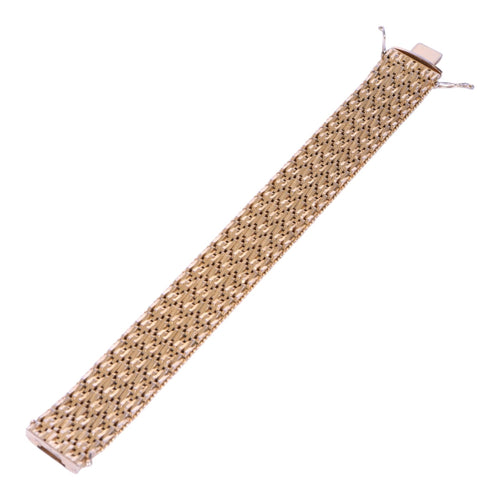 Geweven Mesh-Schakelarmband met Kraalrand - Verguld