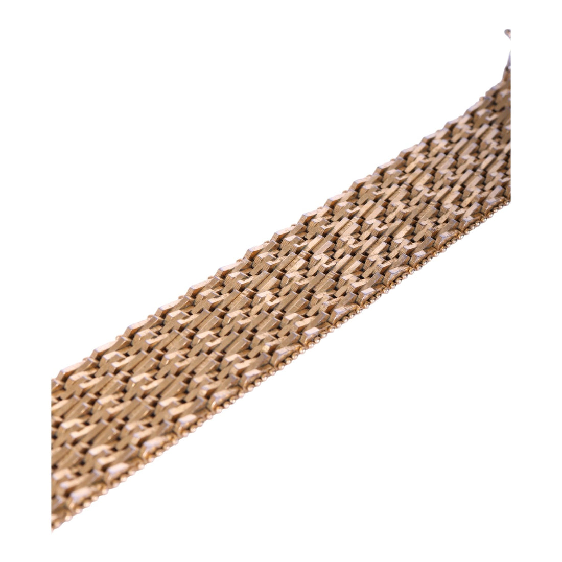 Geweven Mesh-Schakelarmband met Kraalrand - Verguld