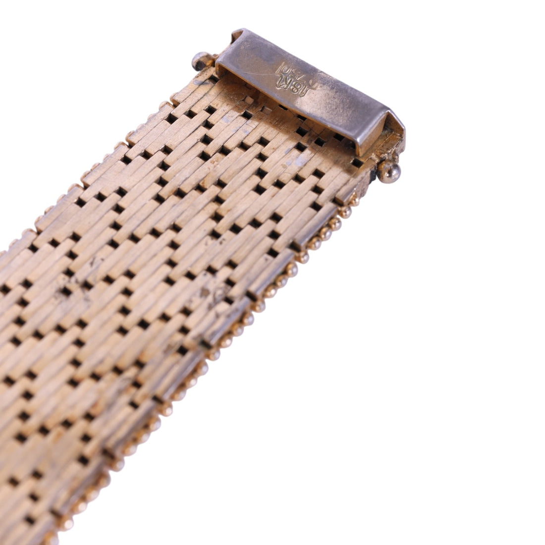 Geweven Mesh-Schakelarmband met Kraalrand - Verguld