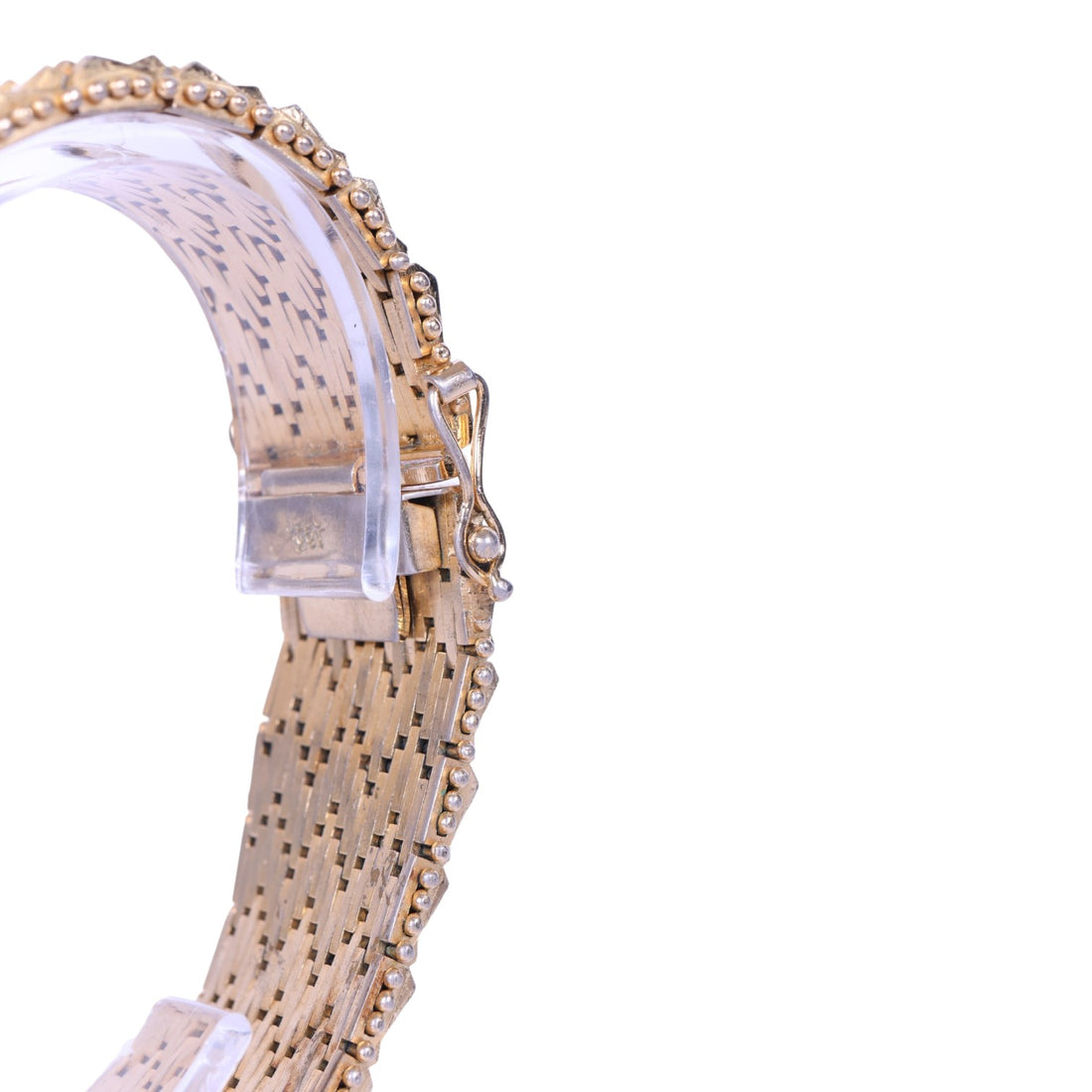Geweven Mesh-Schakelarmband met Kraalrand - Verguld