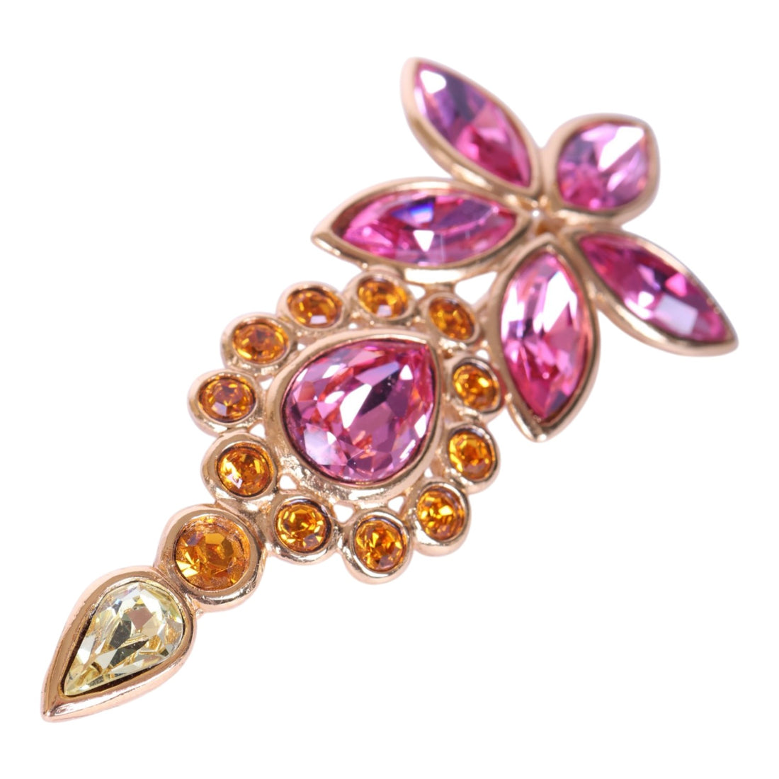 Bloemtak Broche Fuchsia Kristal