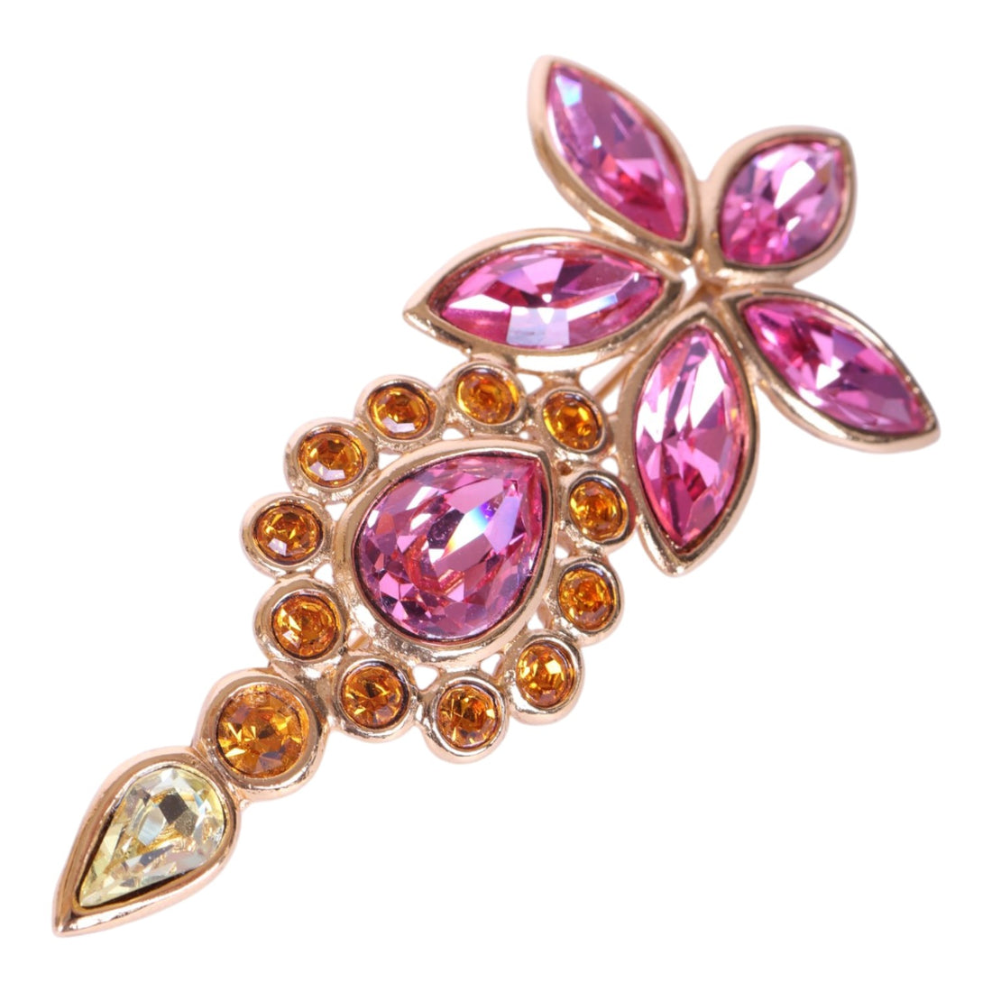 Bloemtak Broche Fuchsia Kristal