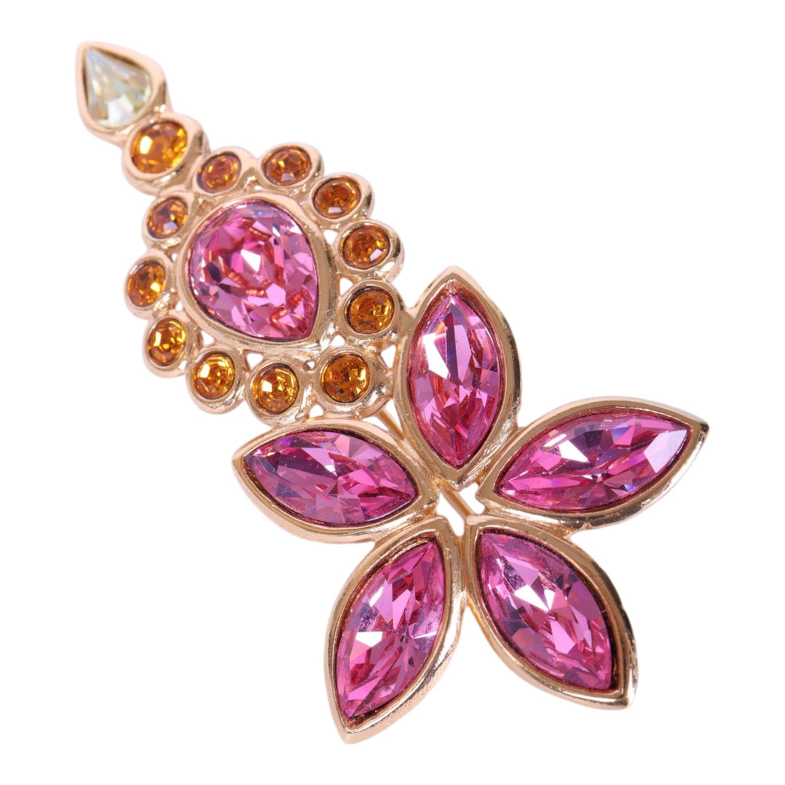 Bloemtak Broche Fuchsia Kristal