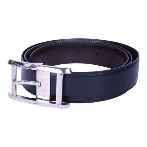 Tank Reversible Leren Riem Zwart/Bruin - Zilverkleurige Gesp