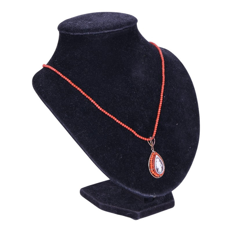 Koralen Ketting met Camee-Hanger - Goud