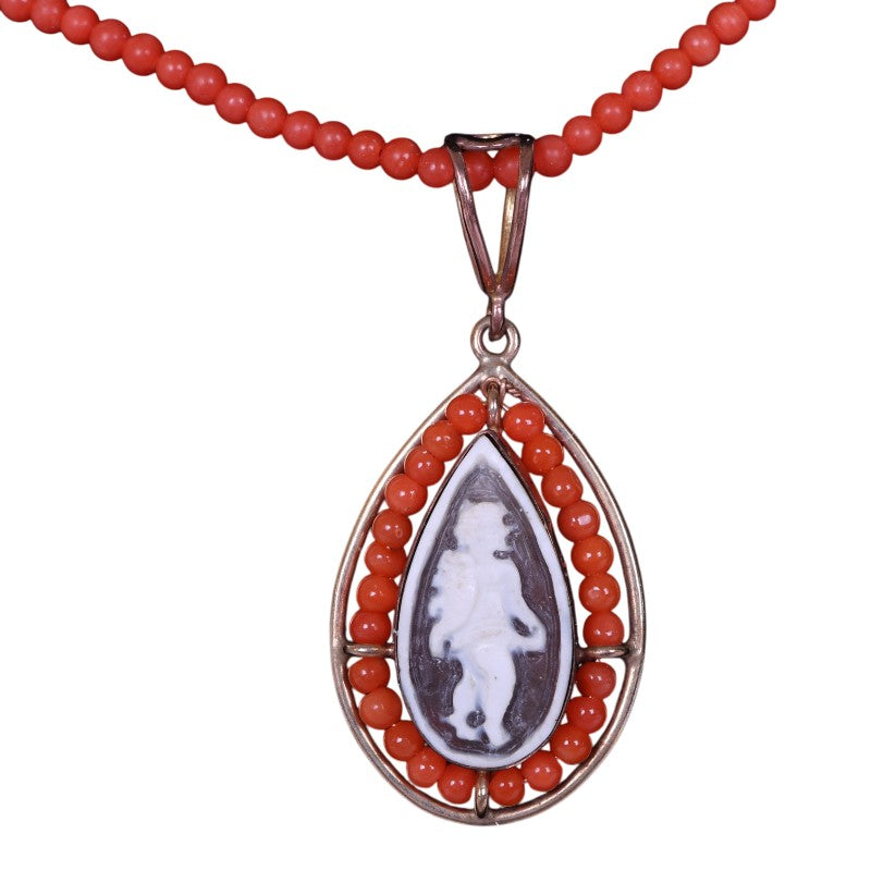 Koralen Ketting met Camee-Hanger - Goud