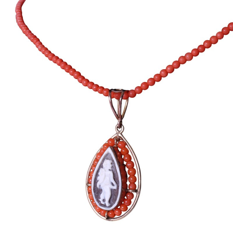 Koralen Ketting met Camee-Hanger - Goud