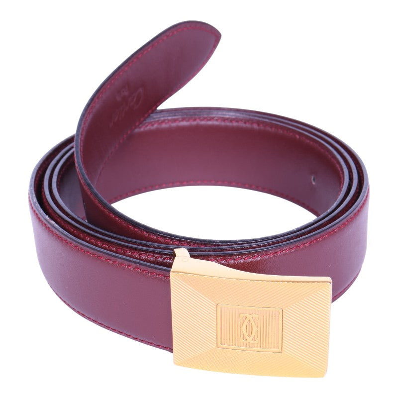 Must Riem Bordeaux Leer - Goudkleurige Plaque Gesp