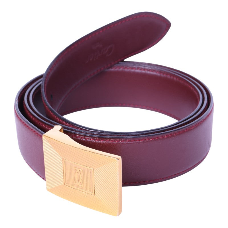 Must Riem Bordeaux Leer - Goudkleurige Plaque Gesp