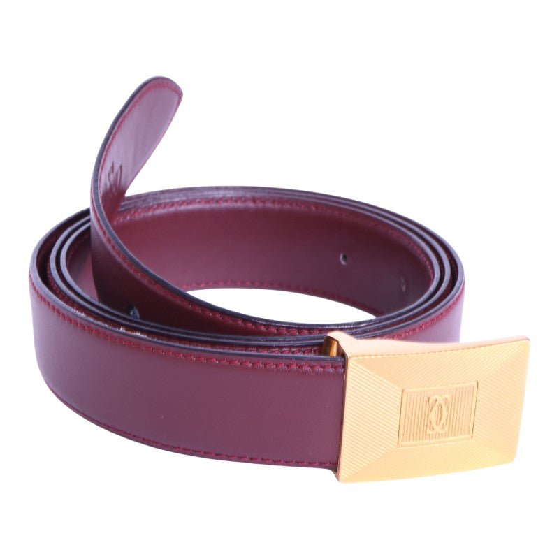 Must Riem Bordeaux Leer - Goudkleurige Plaque Gesp