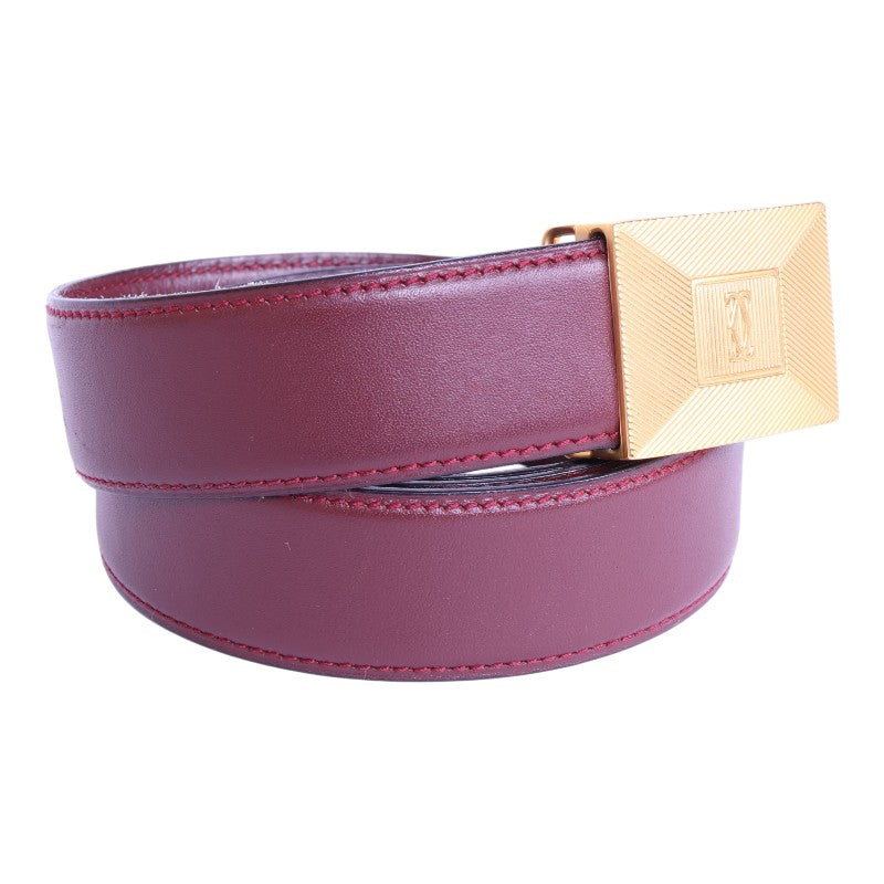Must Riem Bordeaux Leer - Goudkleurige Plaque Gesp