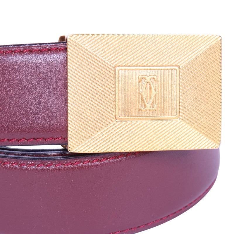 Must Riem Bordeaux Leer - Goudkleurige Plaque Gesp