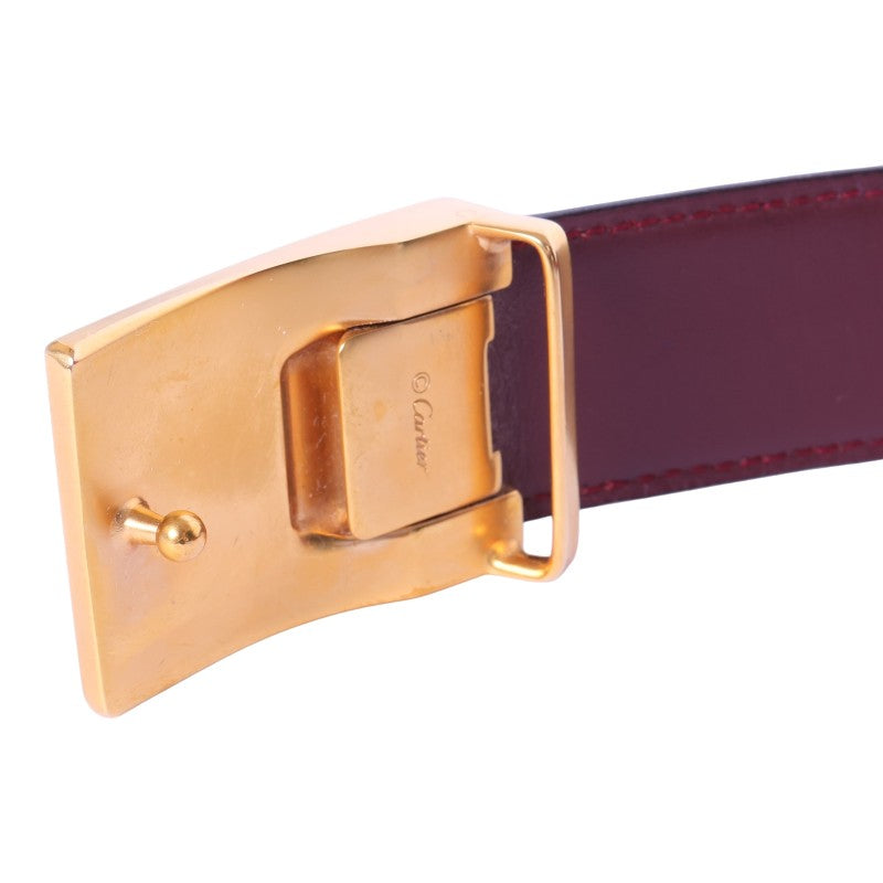 Must Riem Bordeaux Leer - Goudkleurige Plaque Gesp