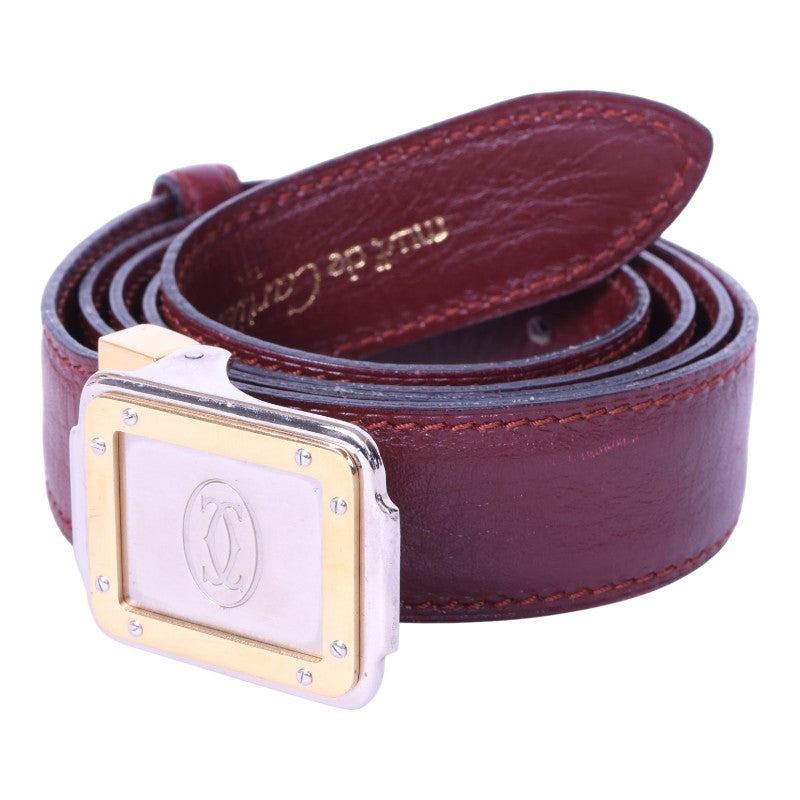 Must Riem Bordeaux Leer - Two-Tone Plaque Gesp