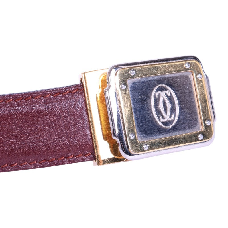 Must Riem Bordeaux Leer - Two-Tone Plaque Gesp