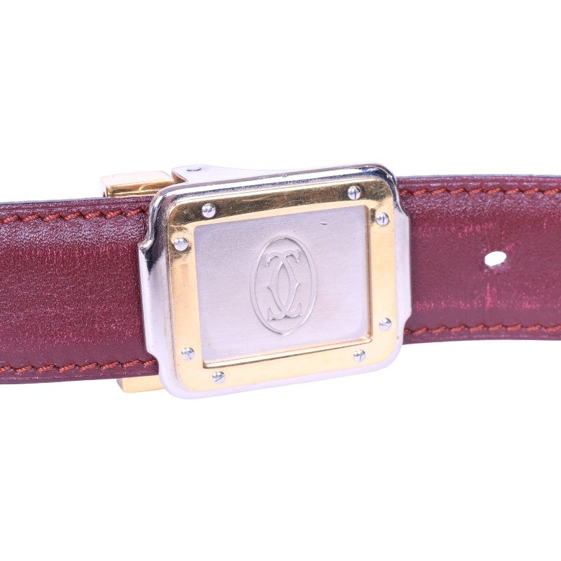 Must Riem Bordeaux Leer - Two-Tone Plaque Gesp