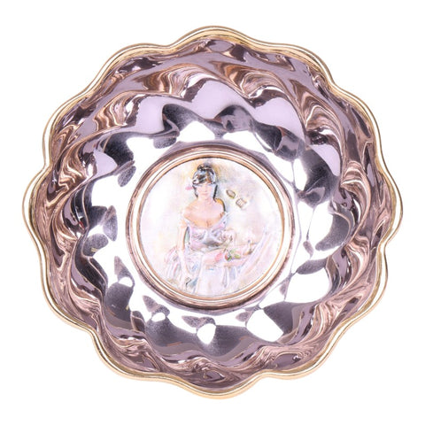 Verzilverde Decoratieschaal met Dame-medaillon - Italie