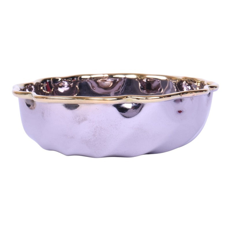 Verzilverde Decoratieschaal met Dame-medaillon - Italie