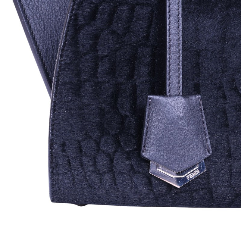 3Jours Croco Kalfshaar Tote - Donkerblauw