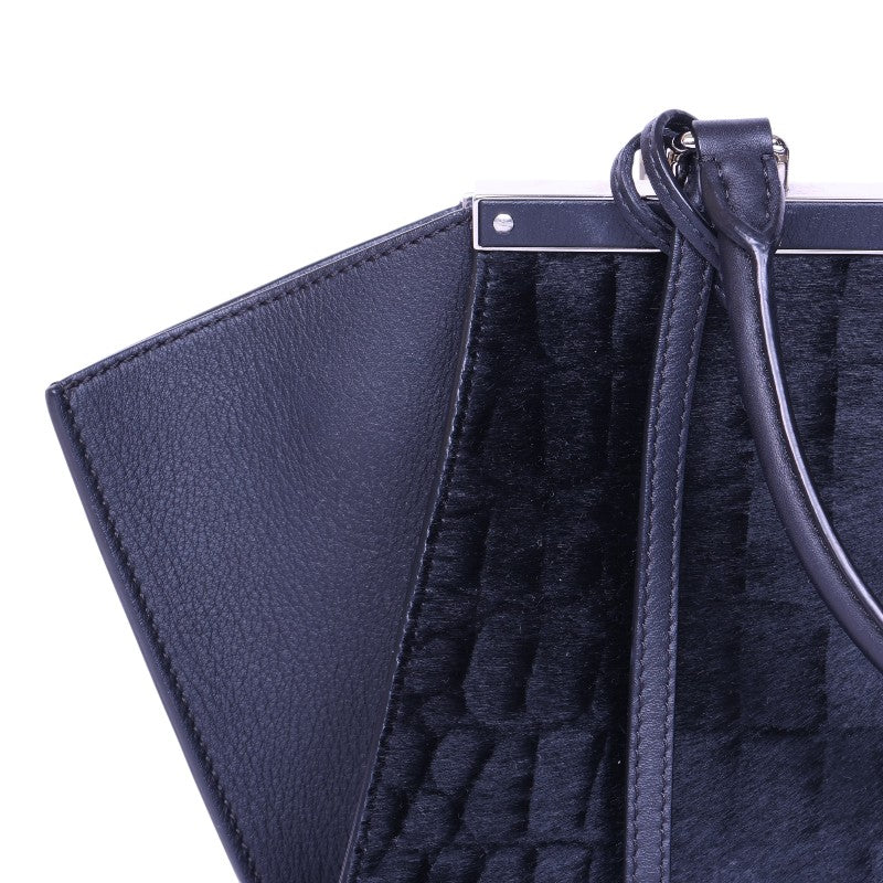 3Jours Croco Kalfshaar Tote - Donkerblauw