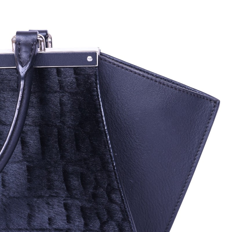 3Jours Croco Kalfshaar Tote - Donkerblauw