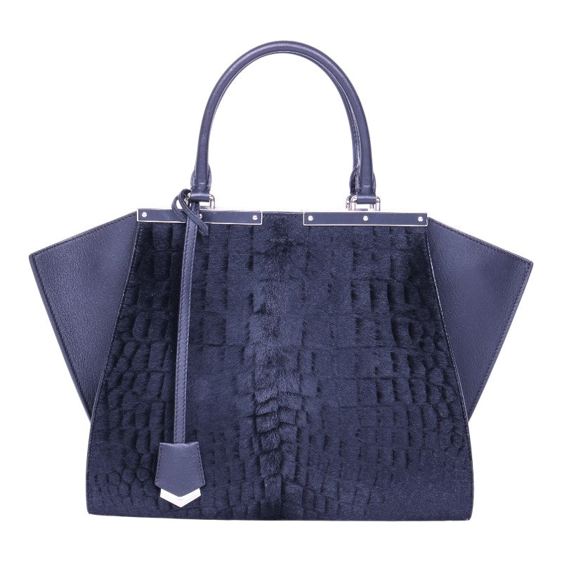 3Jours Croco Kalfshaar Tote - Donkerblauw