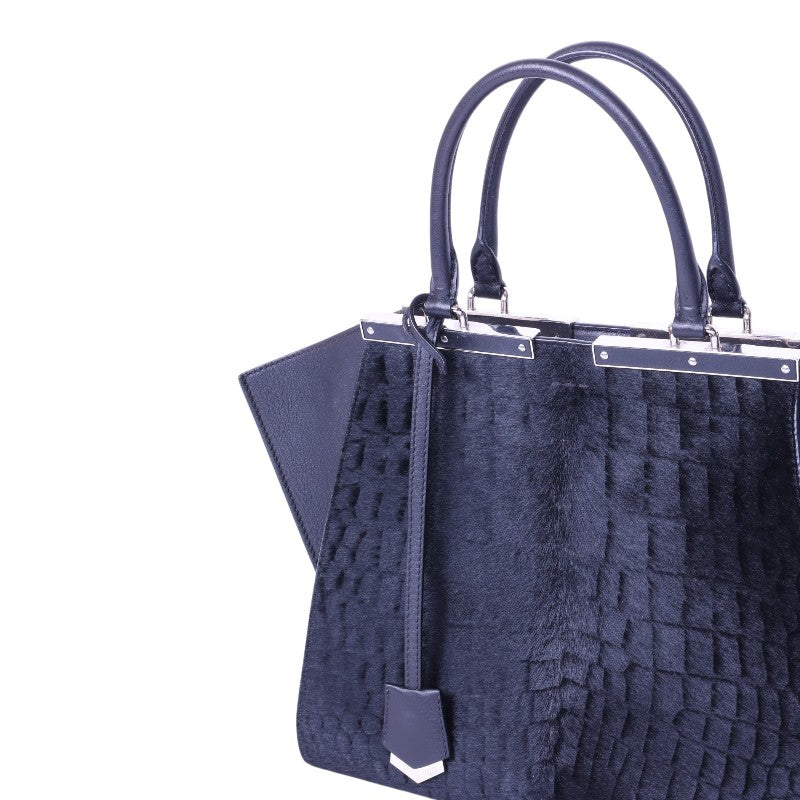 3Jours Croco Kalfshaar Tote - Donkerblauw
