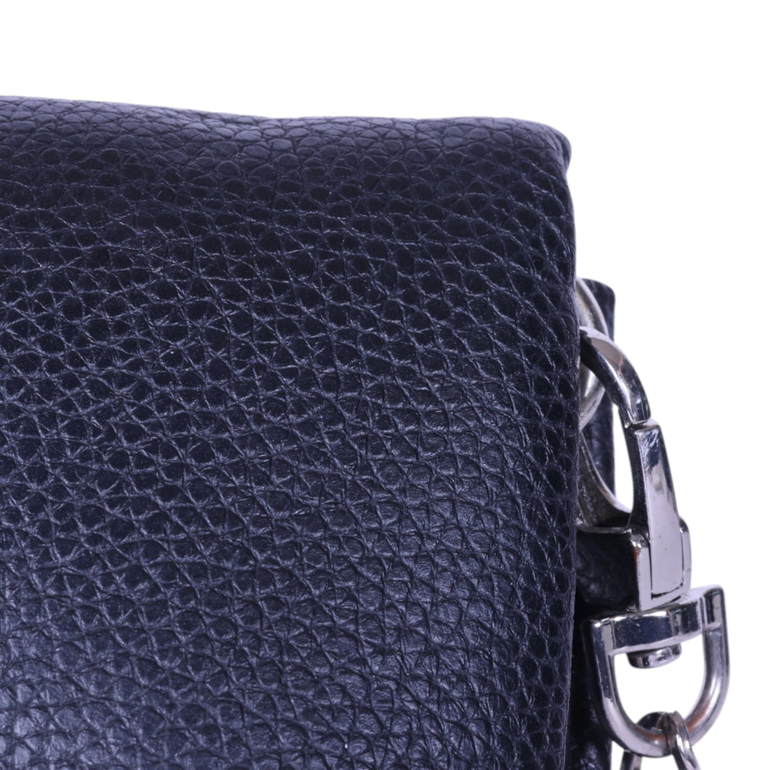 Rock Grained Leather Clutch - Navy