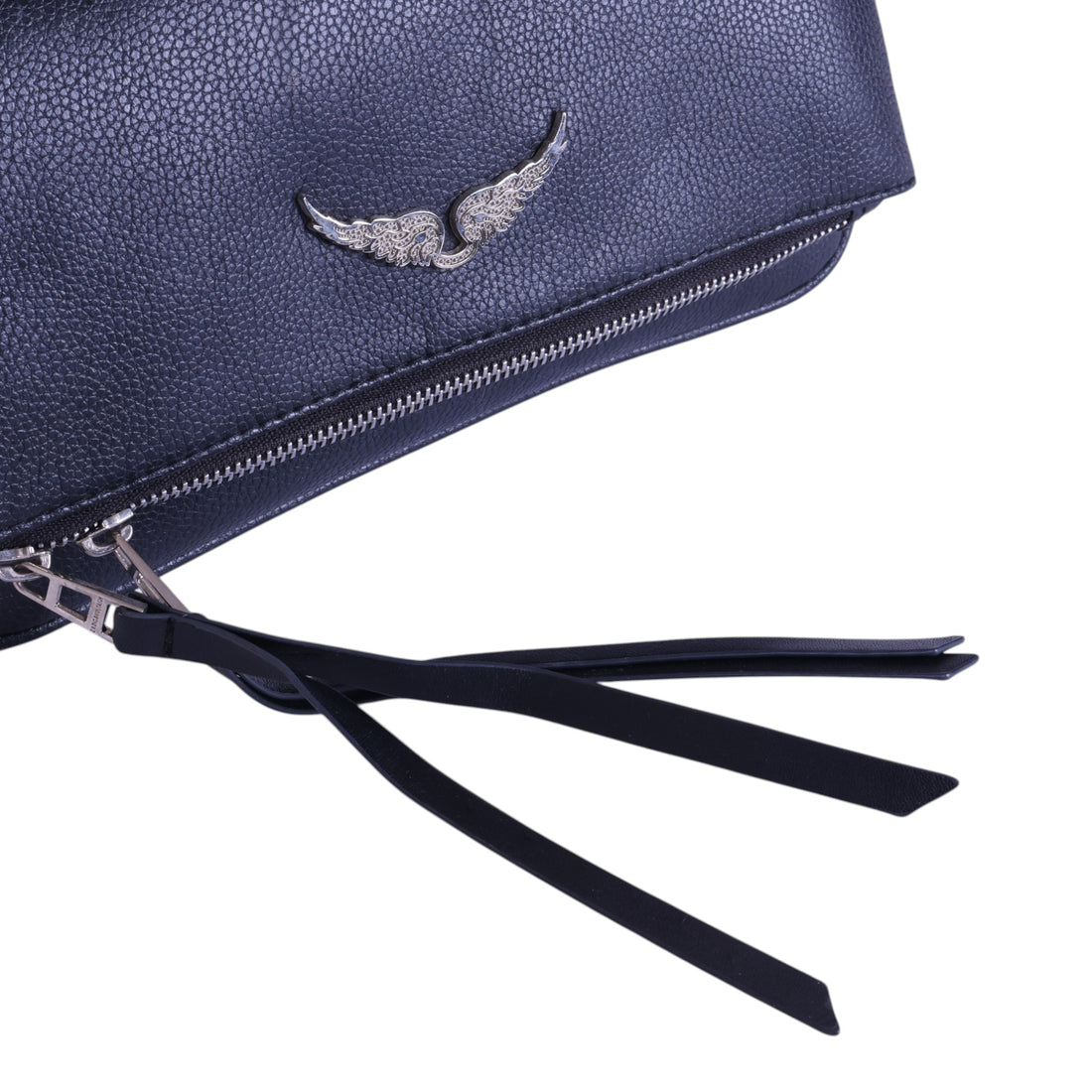 Rock Grained Leather Clutch - Navy