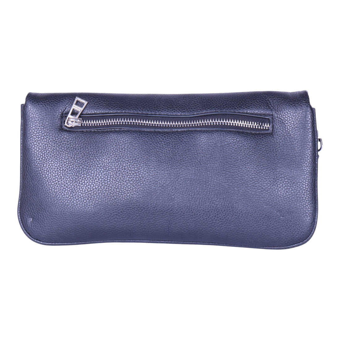 Rock Grained Leather Clutch - Navy