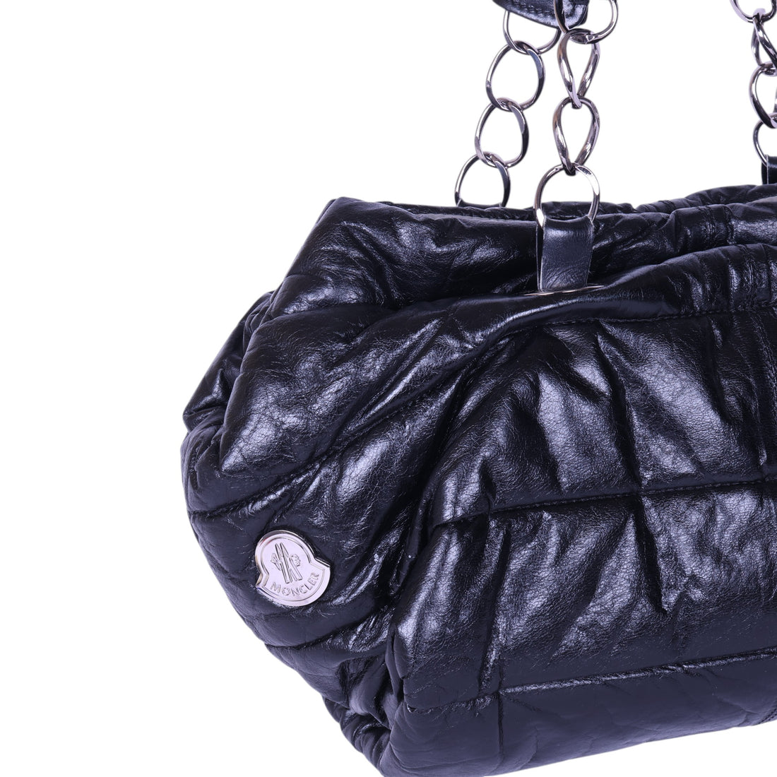Puffer Shopper Gewatteerd Leer - Zwart