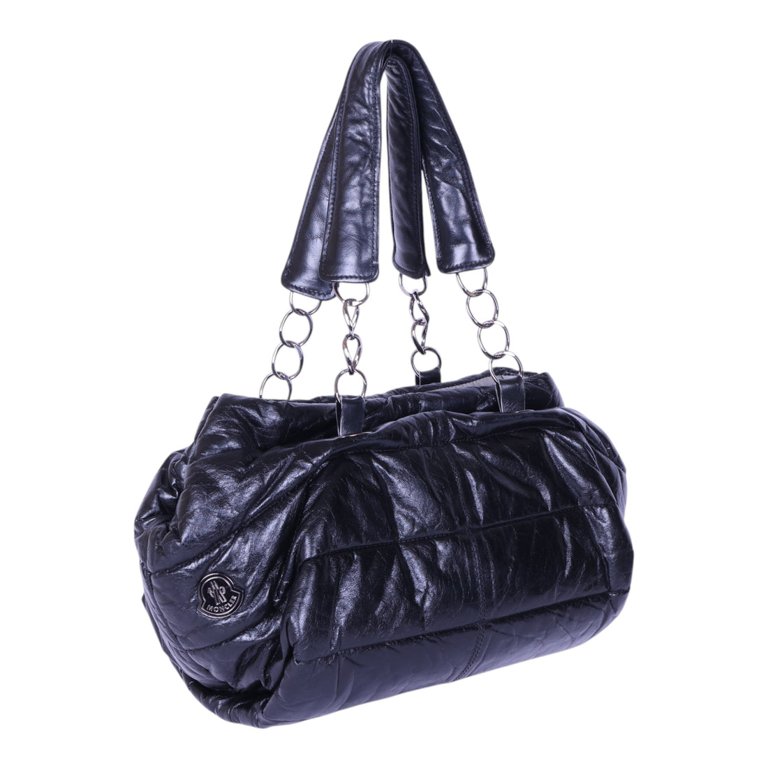 Puffer Shopper Gewatteerd Leer - Zwart