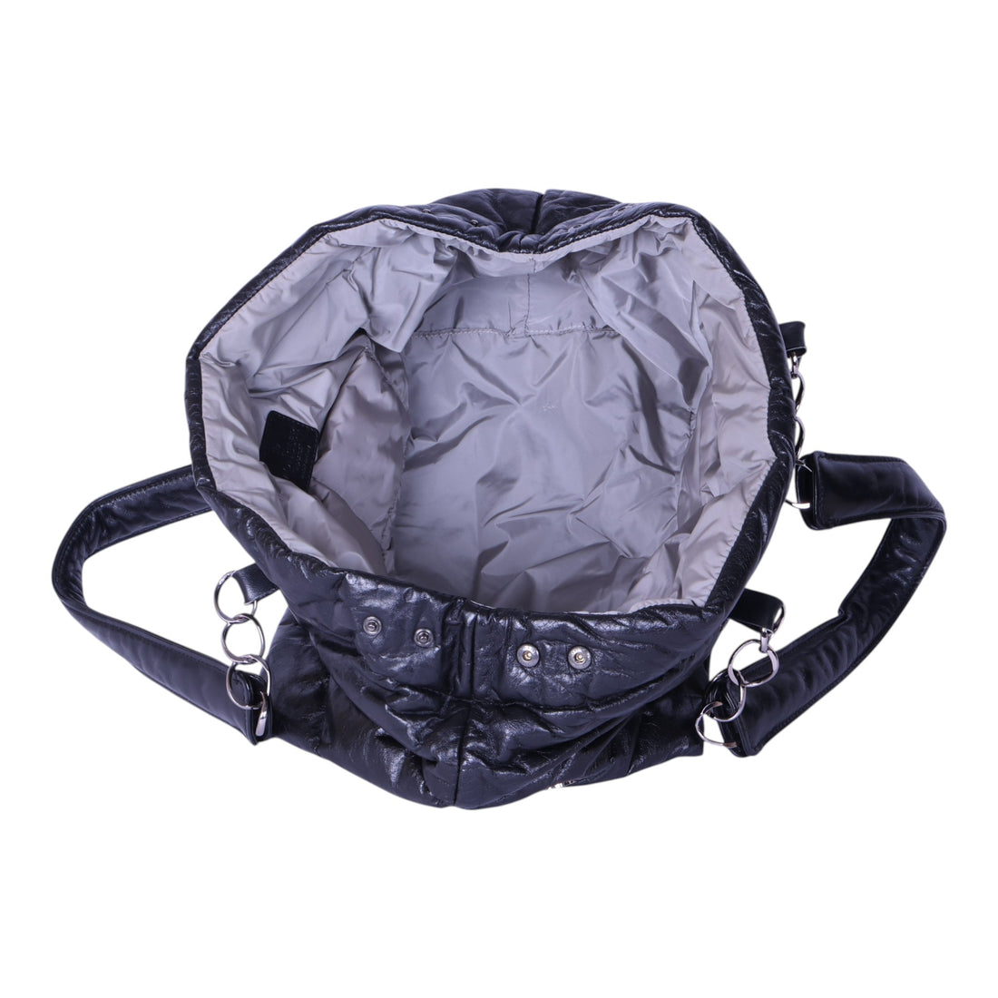 Puffer Shopper Gewatteerd Leer - Zwart
