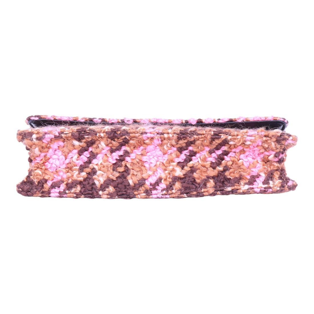 Bouclé Wollen Top-Handle Tas - Roze Houndstooth