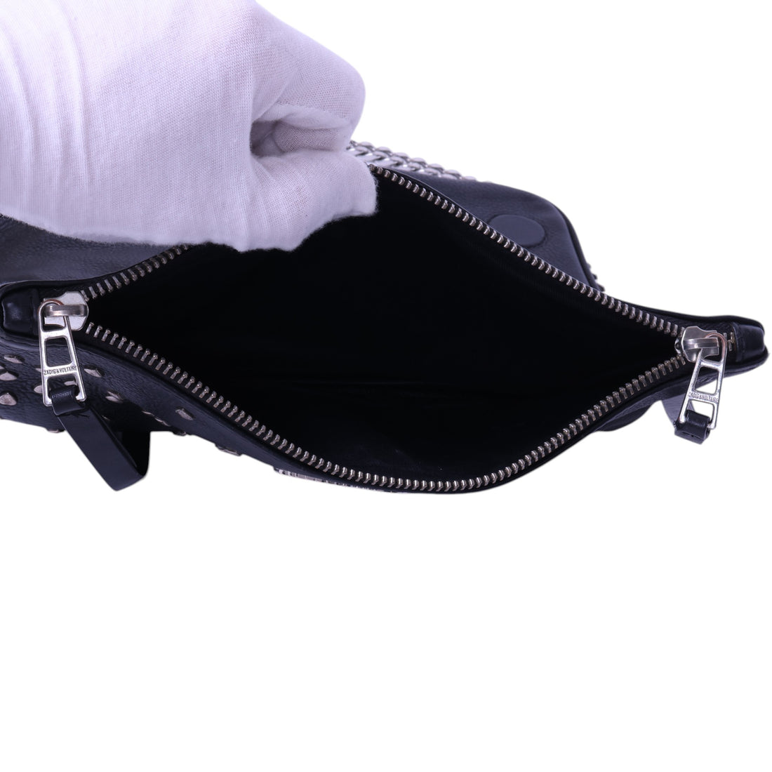 Rock Clutch Zwart Leer met Hartstuds