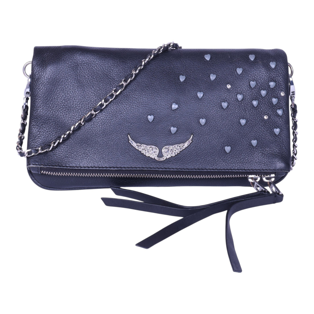 Rock Clutch Zwart Leer met Hartstuds