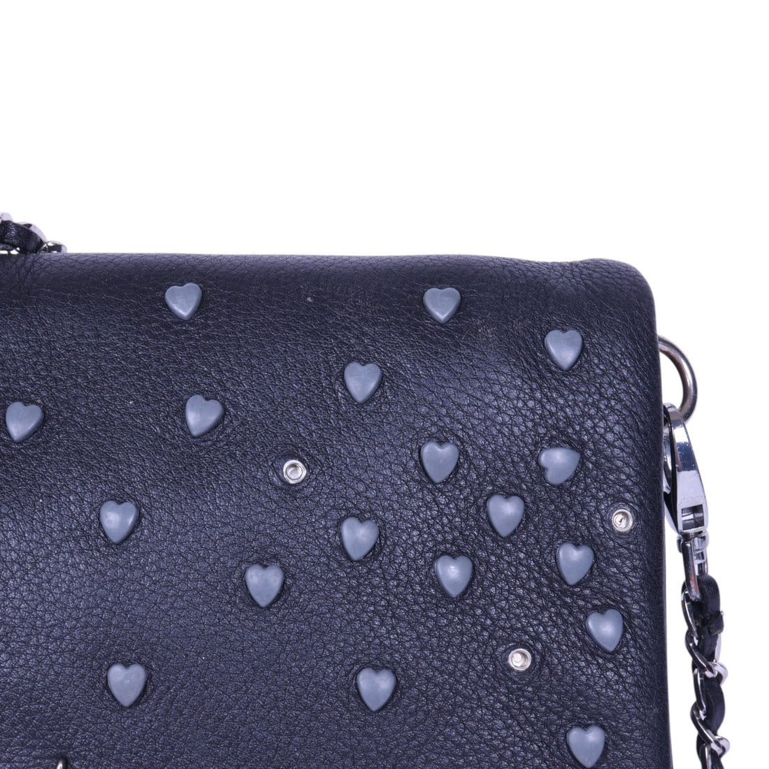Rock Clutch Zwart Leer met Hartstuds