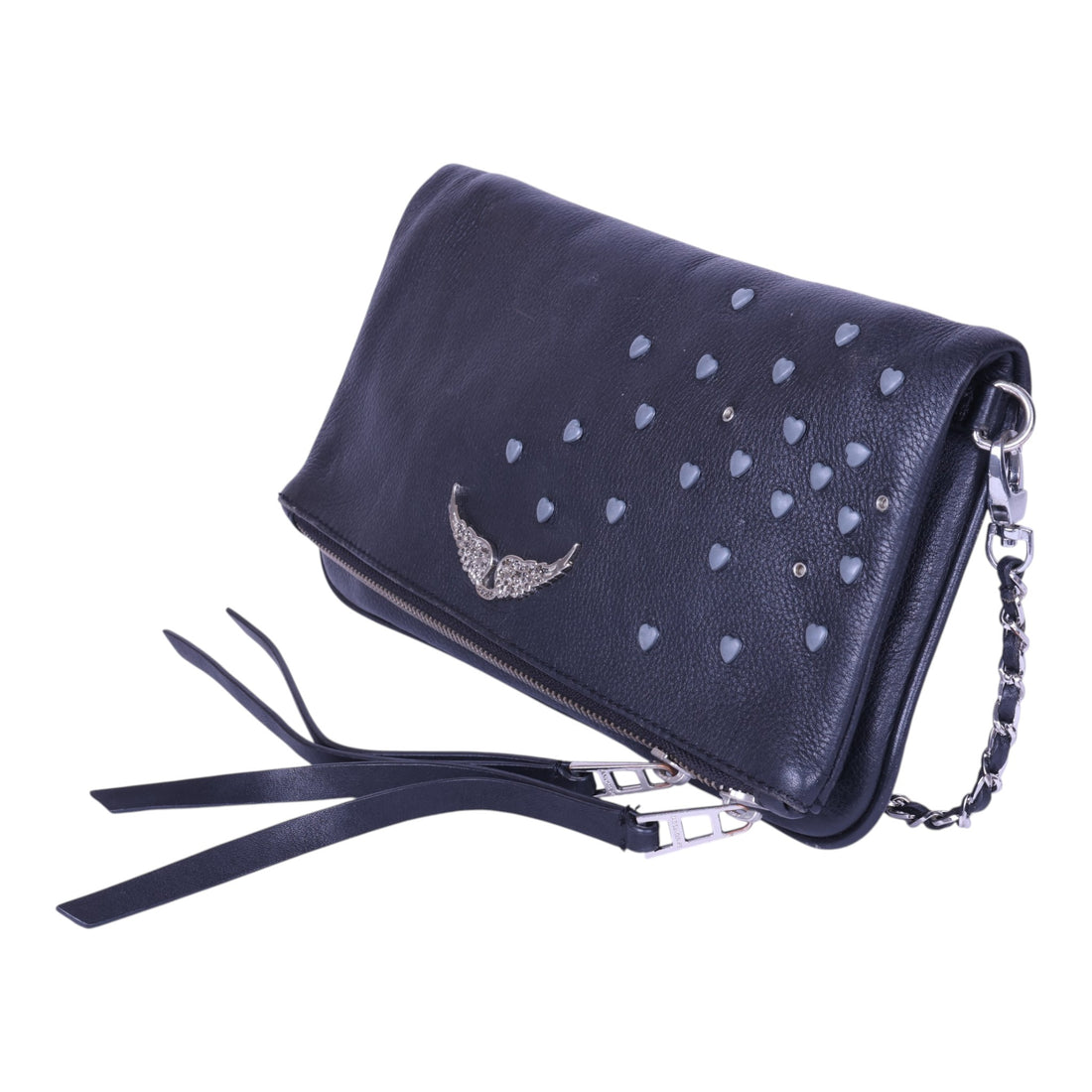 Rock Clutch Zwart Leer met Hartstuds