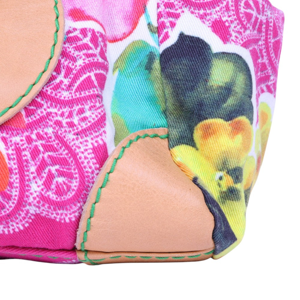 Doctor Tas Bloemenprint Canvas Multicolor met Kettinghengsel