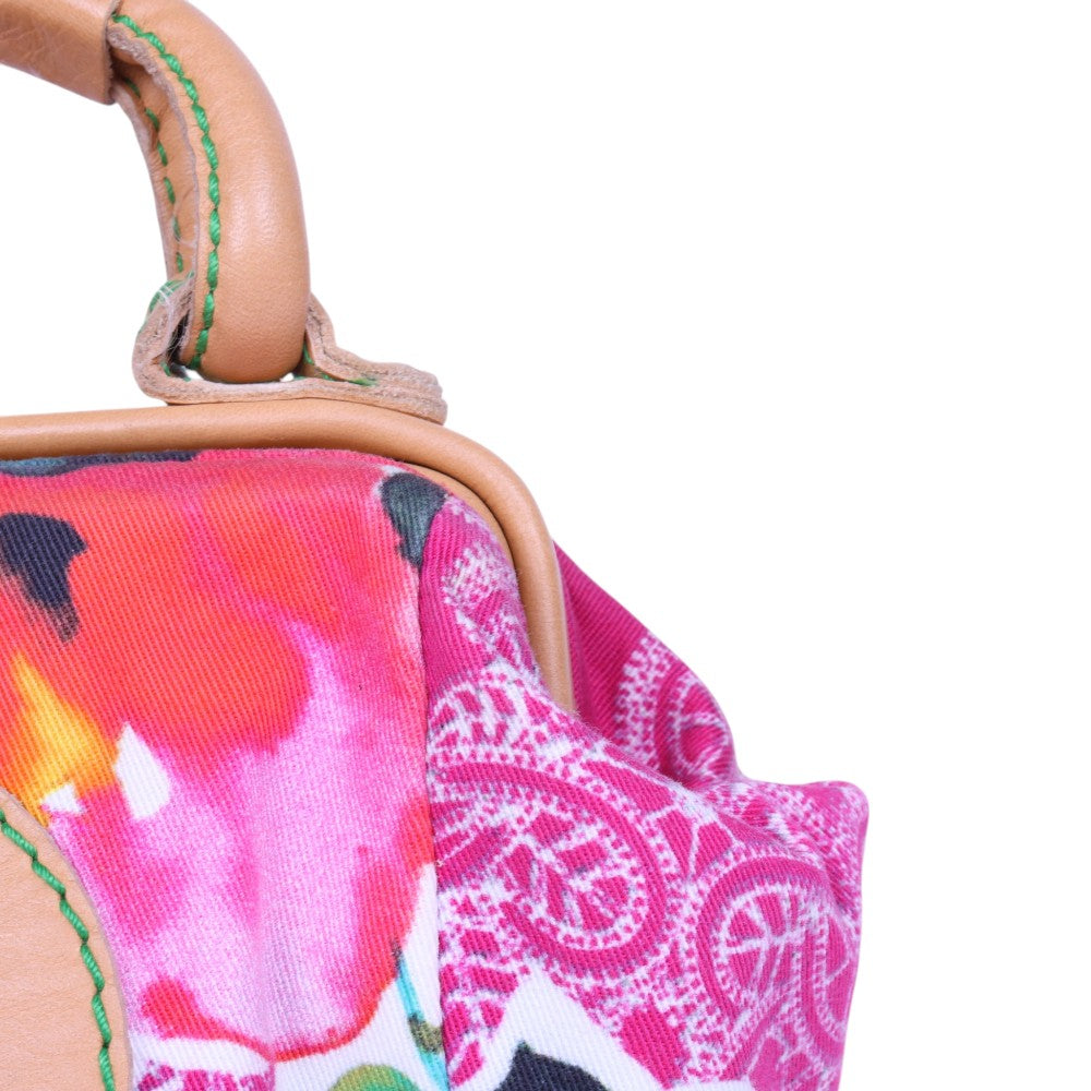 Doctor Tas Bloemenprint Canvas Multicolor met Kettinghengsel