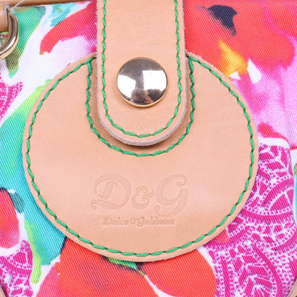 Doctor Tas Bloemenprint Canvas Multicolor met Kettinghengsel