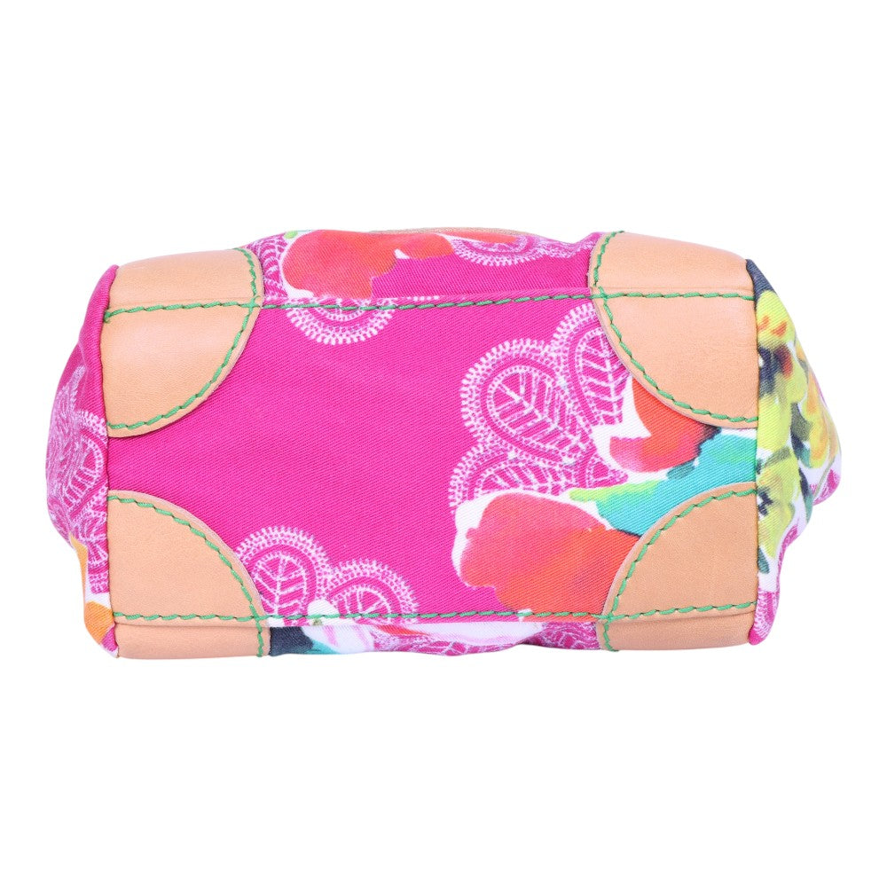Doctor Tas Bloemenprint Canvas Multicolor met Kettinghengsel