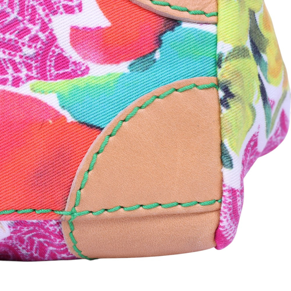Doctor Tas Bloemenprint Canvas Multicolor met Kettinghengsel