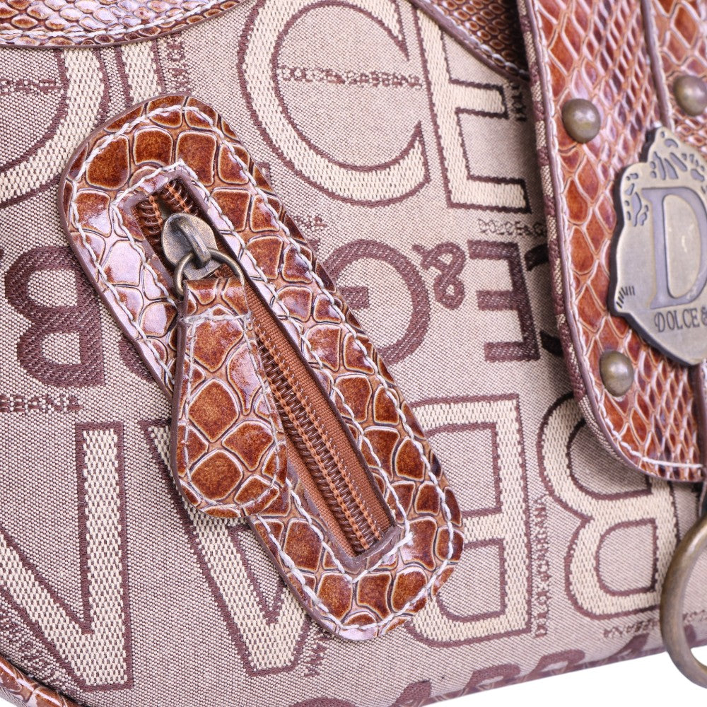 Logo Schoudertas Monogram Canvas Roze met Studs