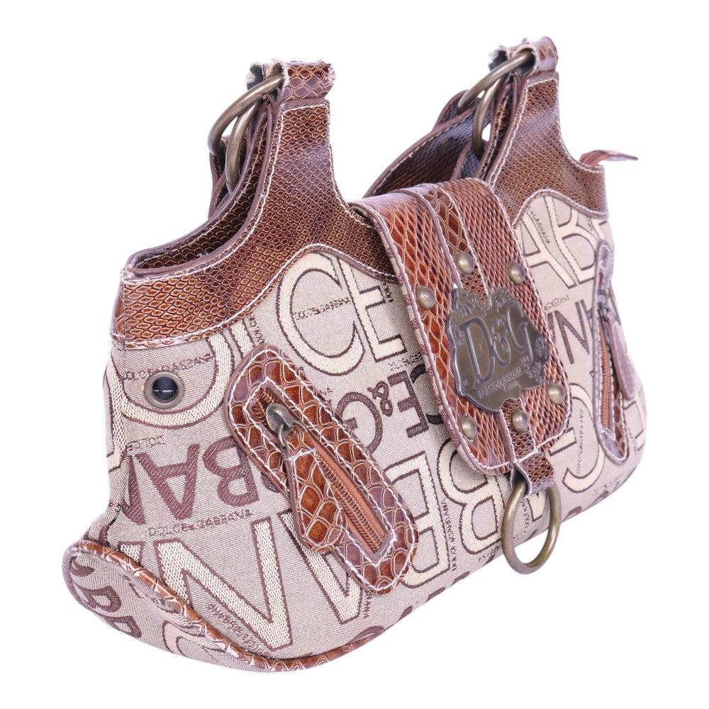 Logo Schoudertas Monogram Canvas Roze met Studs
