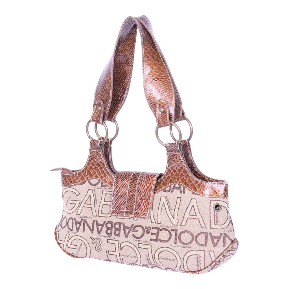 Logo Schoudertas Monogram Canvas Roze met Studs
