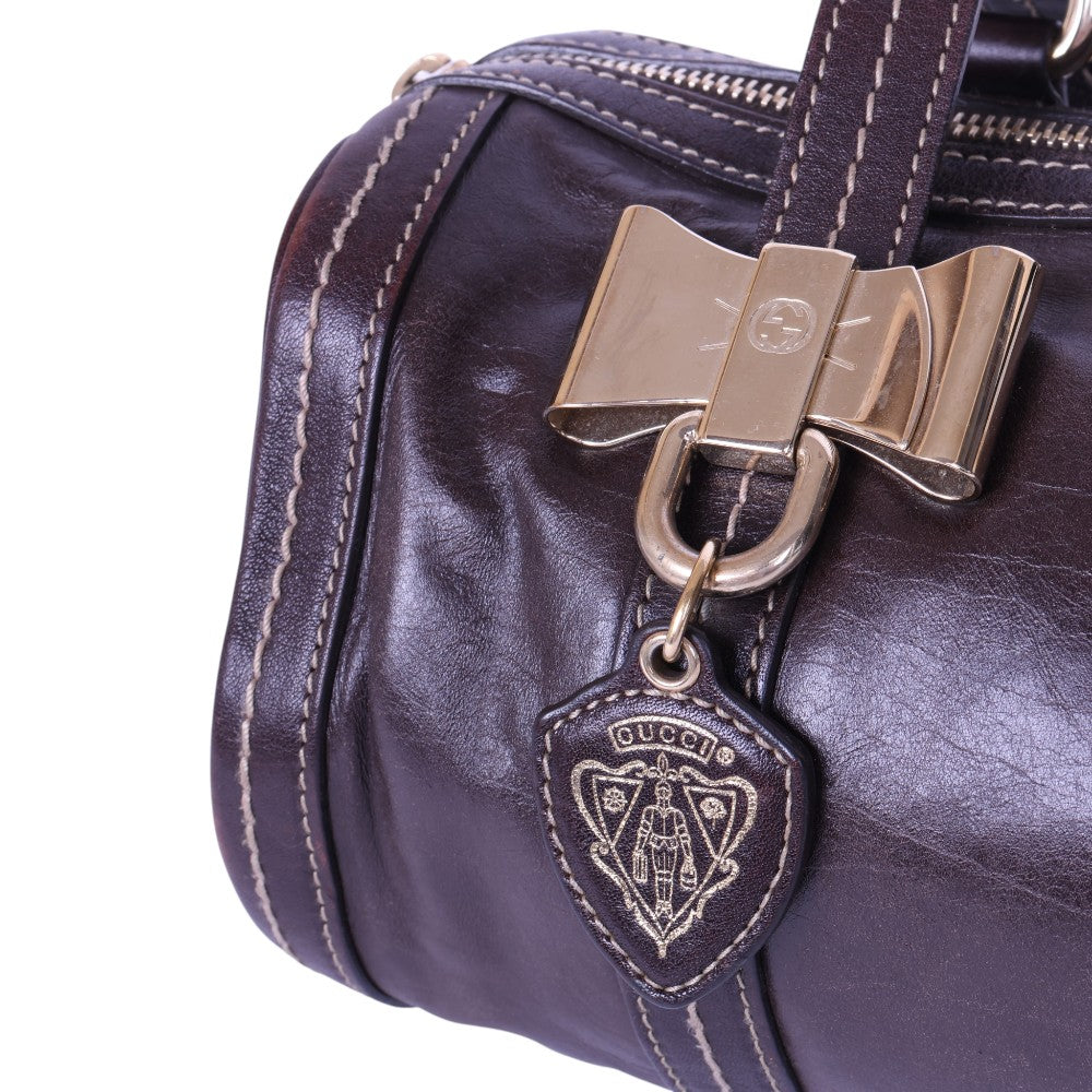 Duchessa Boston Bag - Aubergine Leer