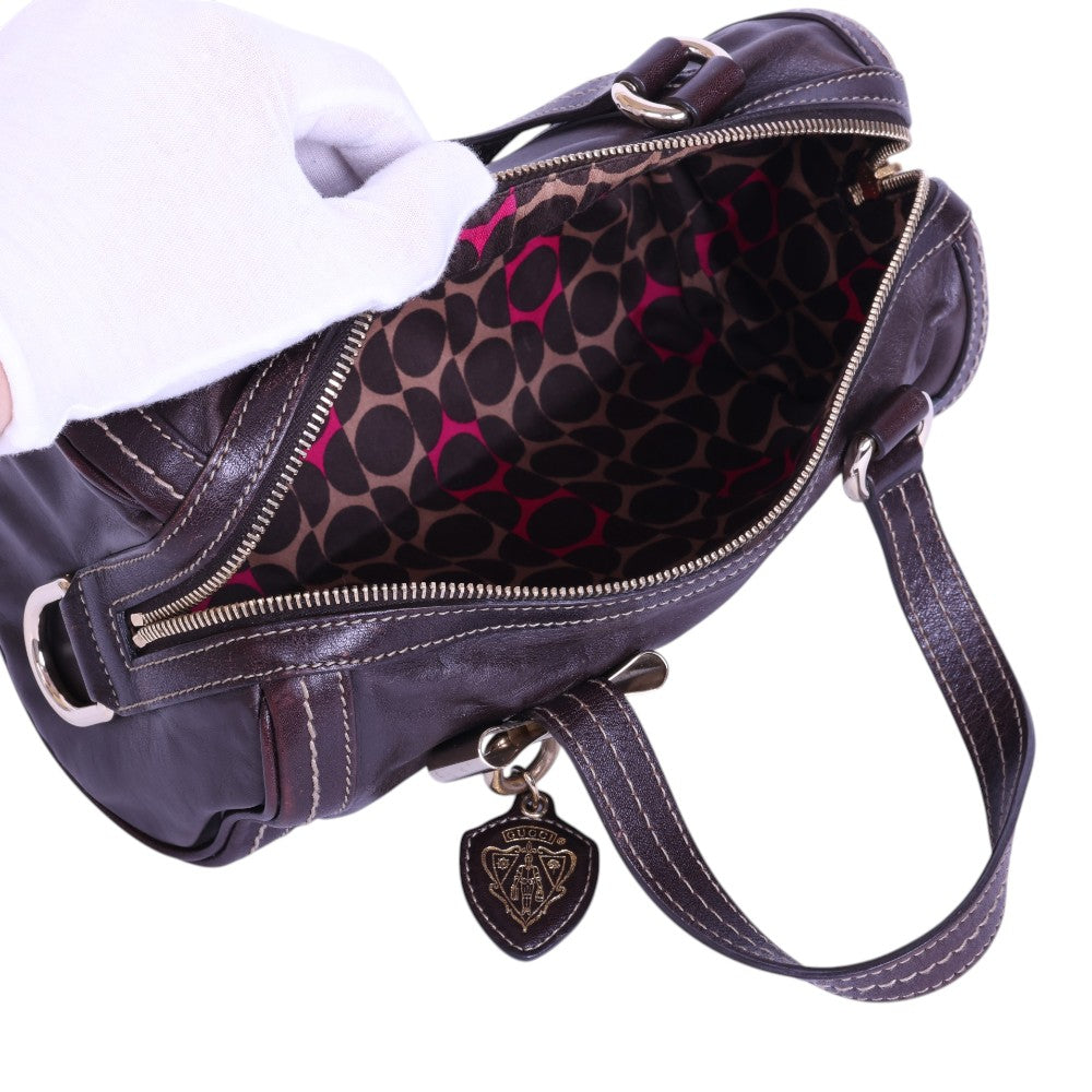 Duchessa Boston Bag - Aubergine Leer